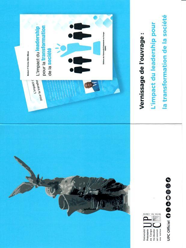 Vernissage de l’ouvrage « L’impact du leadership pour la transformation de la société » : le président des étudiants de l’UPC, Limoo Bolila Joseph-Junior, marque de sa présence active